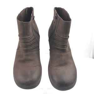 KEEN WOMENS BROWN LEATHER ZIPPER WEDGE BOOTS SZ 11